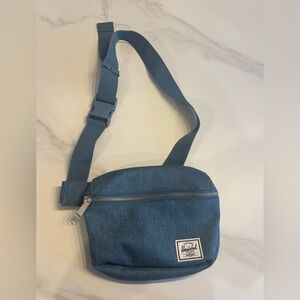 Herschel Blue small crossbody bag with Red Lining